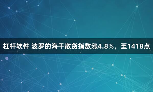 杠杆软件 波罗的海干散货指数涨4.8%，至1418点